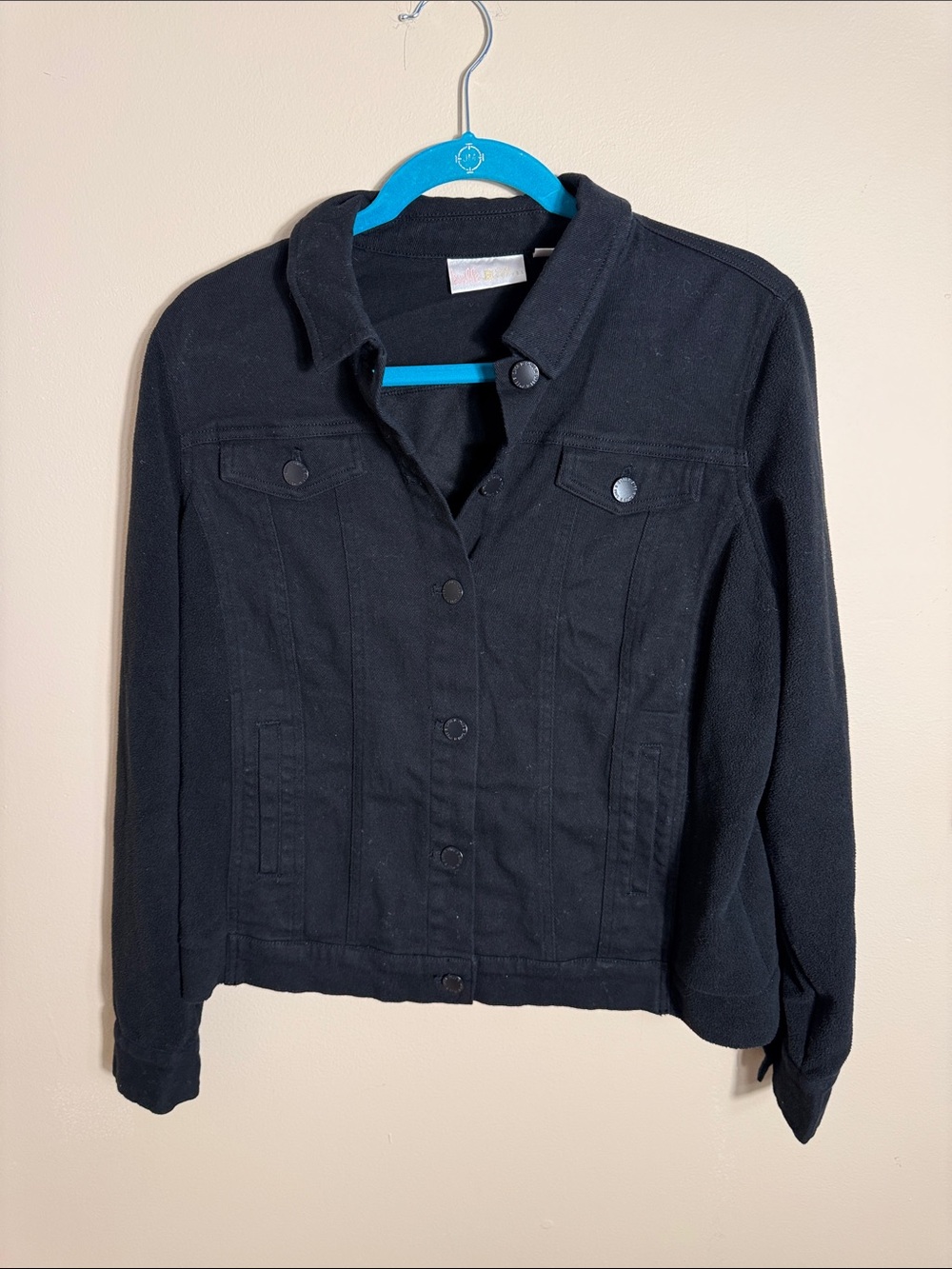 Belle by Kim Gravel Black Denim-Style Button Jacket